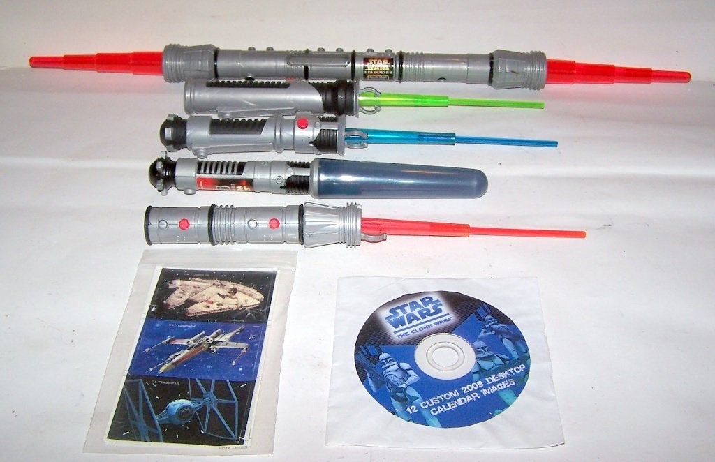 5 Episode 1 Star Wars zwaarden + set kaarten en CD. Izgs., Ophalen of Verzenden, Zo goed als nieuw, Overige typen