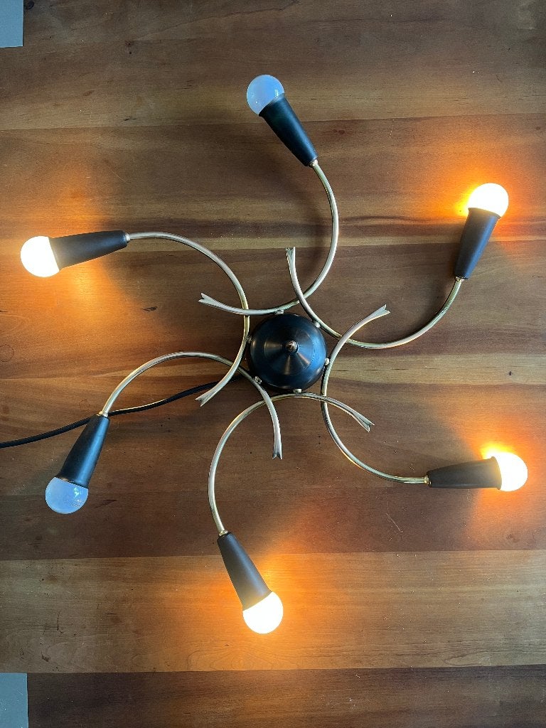 Jaren 50 spoetnik-propeller plafondlamp, Antiek en Kunst, Ophalen of Verzenden