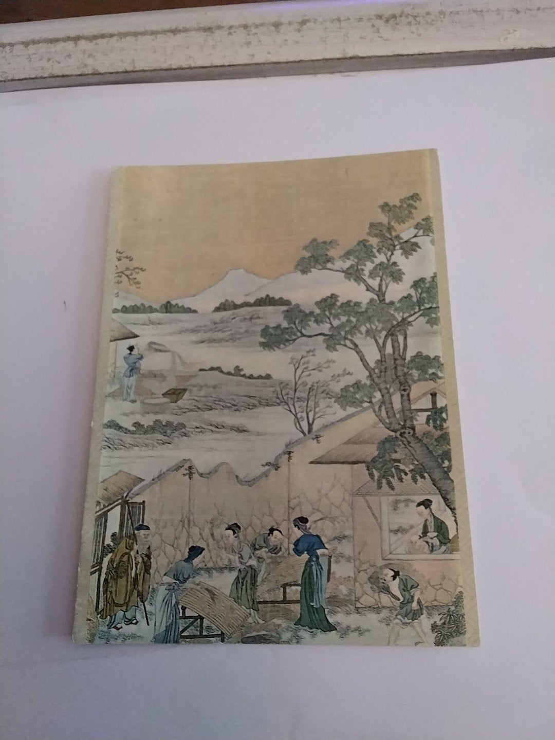 Vintage Chinese Postkaart - Zijde Oogst Wandtapijt, Ophalen of Verzenden, Voor 1920, Gelopen, Cultuur en Media