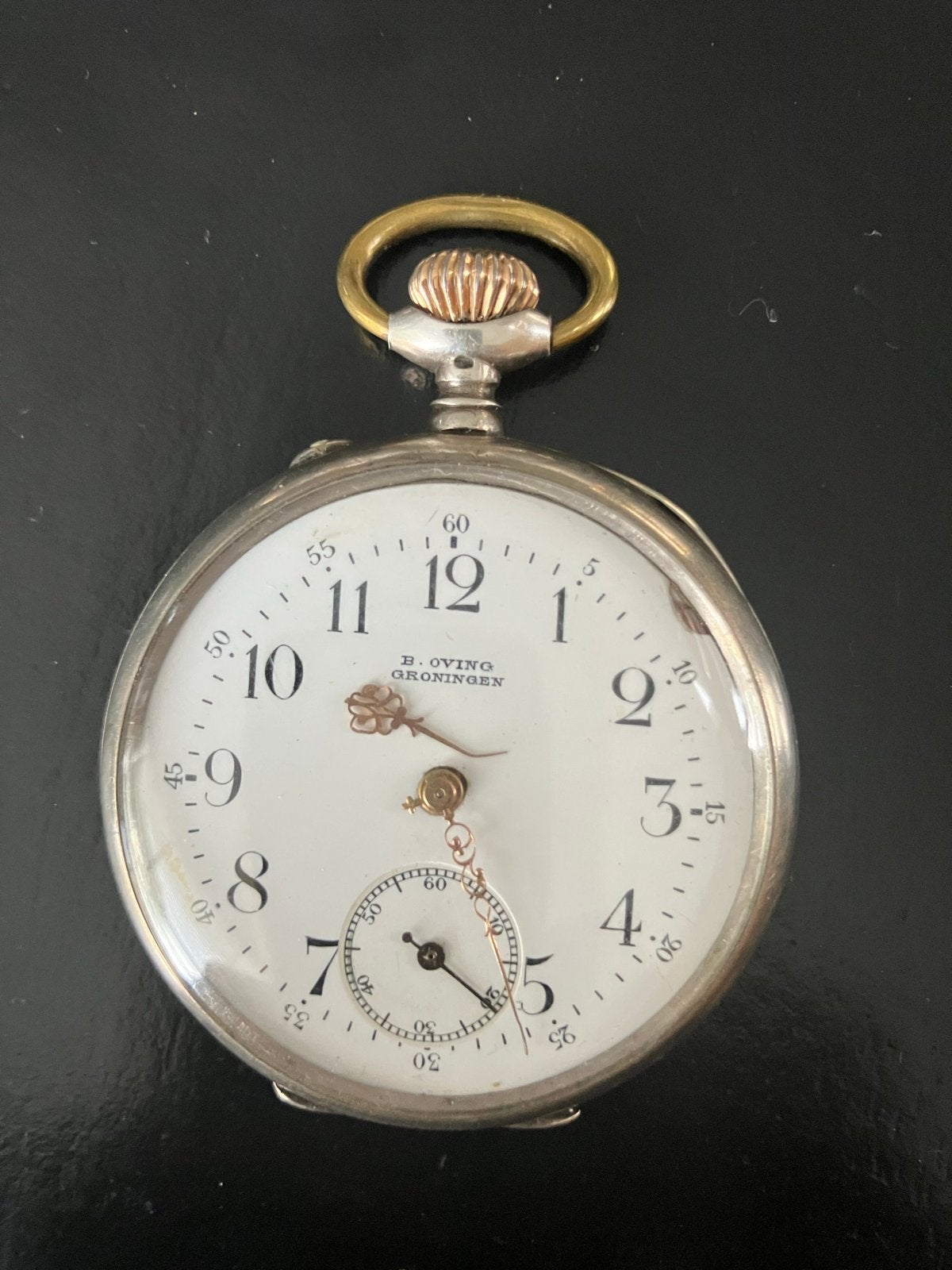 Antiek Zilveren Zakhorloge B. Ovino Groningen, Ophalen of Verzenden, Zilver, Overige typen