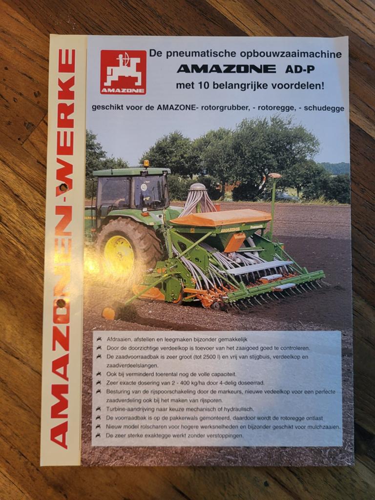 tractor folder Amazone AD-P pneumatische opbouwzaaimachine, Boeken, Catalogussen en Folders, Ophalen of Verzenden, Zo goed als nieuw