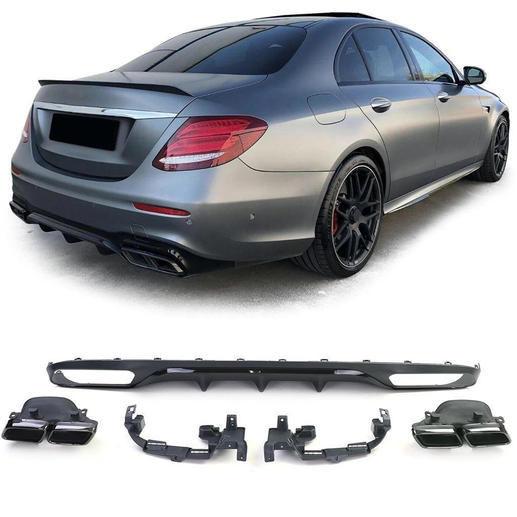 AMG Look diffuser 4 x Black uitlaat MB E Klasse W213 Standaa