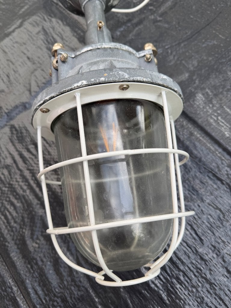 Vintage industriële kooilamp / stallamp, Tuin en Terras, Buitenverlichting, Gebruikt, Minder dan 50 watt, Ophalen of Verzenden
