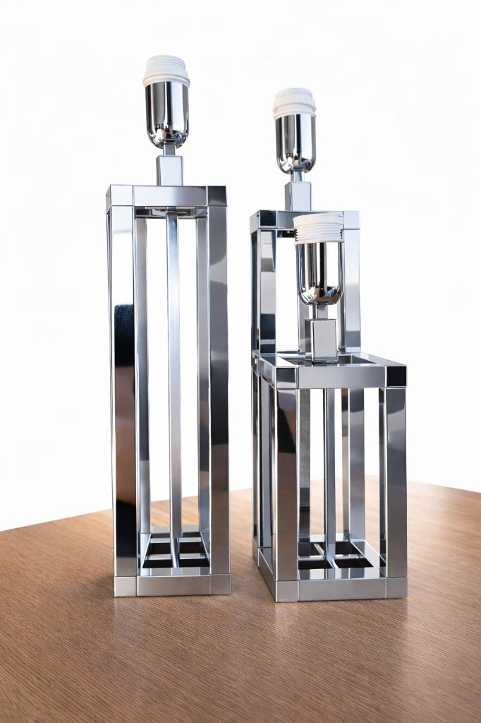 Set van 3 design tafellampen RVS – touch dimbaar, Gebruikt, 50 tot 75 cm, Metaal, Typisch modern en minimalistisch.