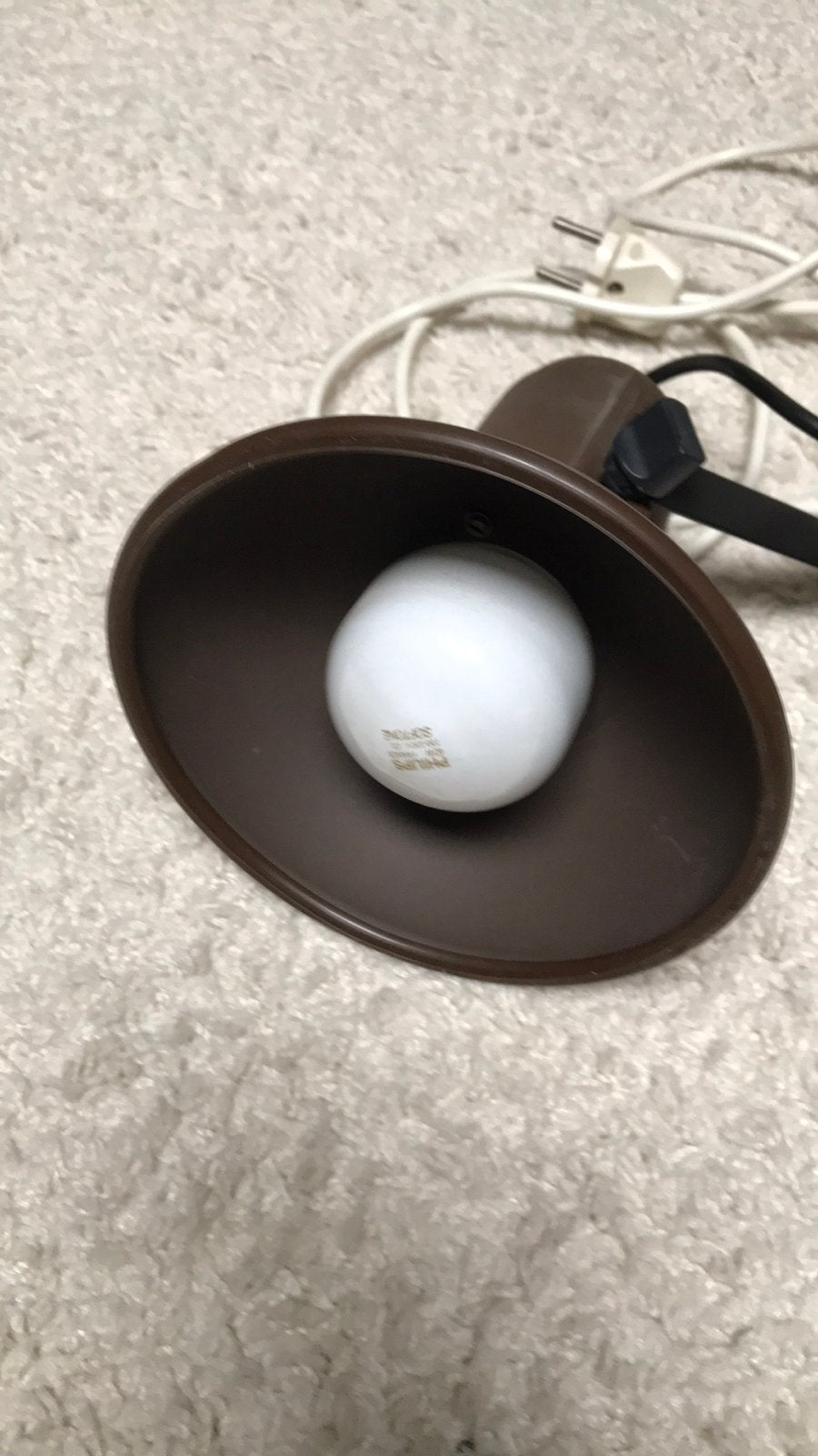 Vintage spotje met klem en gloeilamp, Ophalen of Verzenden, Zo goed als nieuw