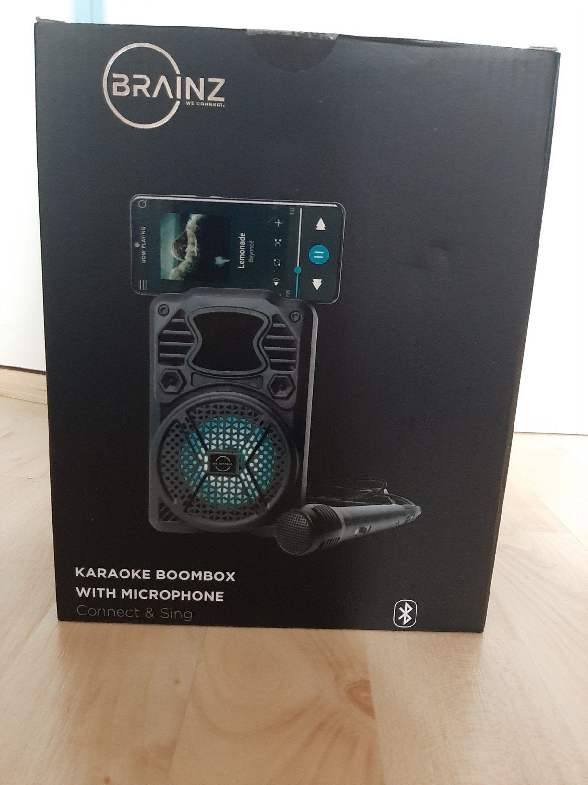 Brainz karaoke set met speaker, microfoon en bluetooth zwart, Ophalen, Zo goed als nieuw, Complete set