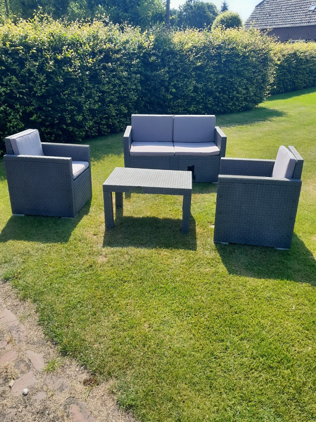 GRATIS loungeset  4 personen met tafeltje, Ophalen, Gebruikt, Kunststof