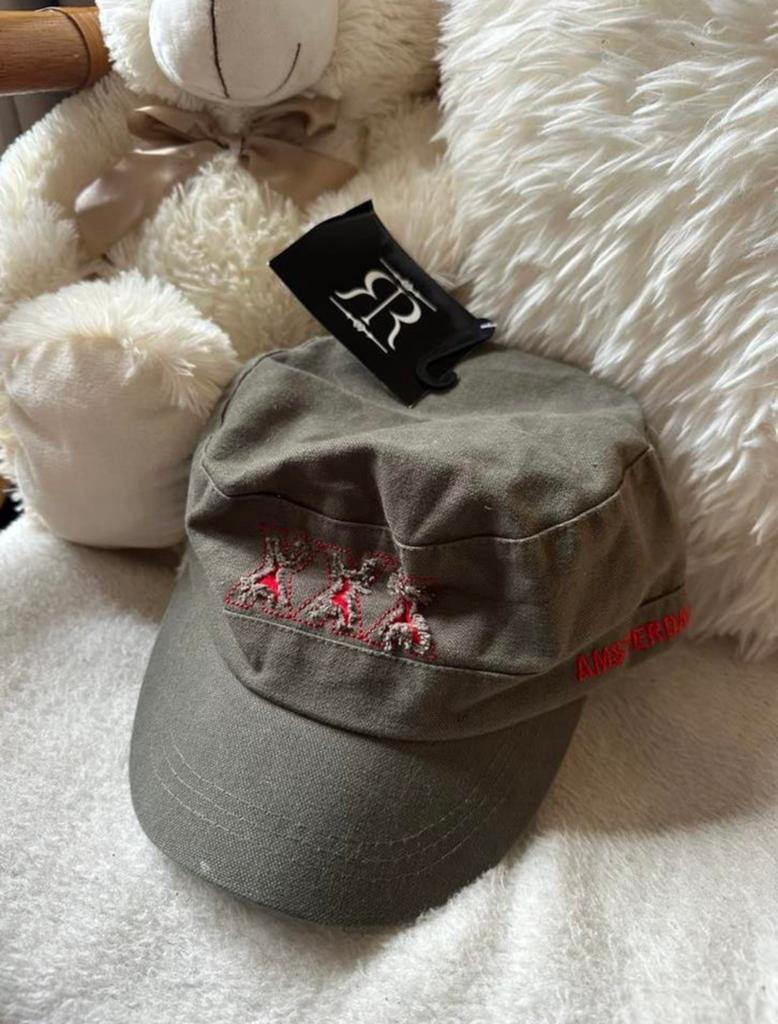 Kaki militaire pet met Amsterdamse kruizen, Ophalen of Verzenden, Nieuw, One size fits all