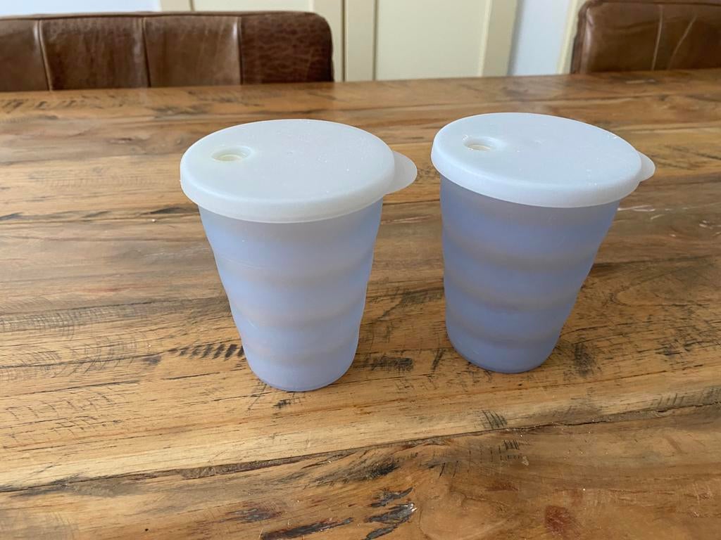 Tupperware rietjesbekers, Huis en Inrichting, Keuken | Tupperware, Ophalen of Verzenden, Blauw, Beker of Kan