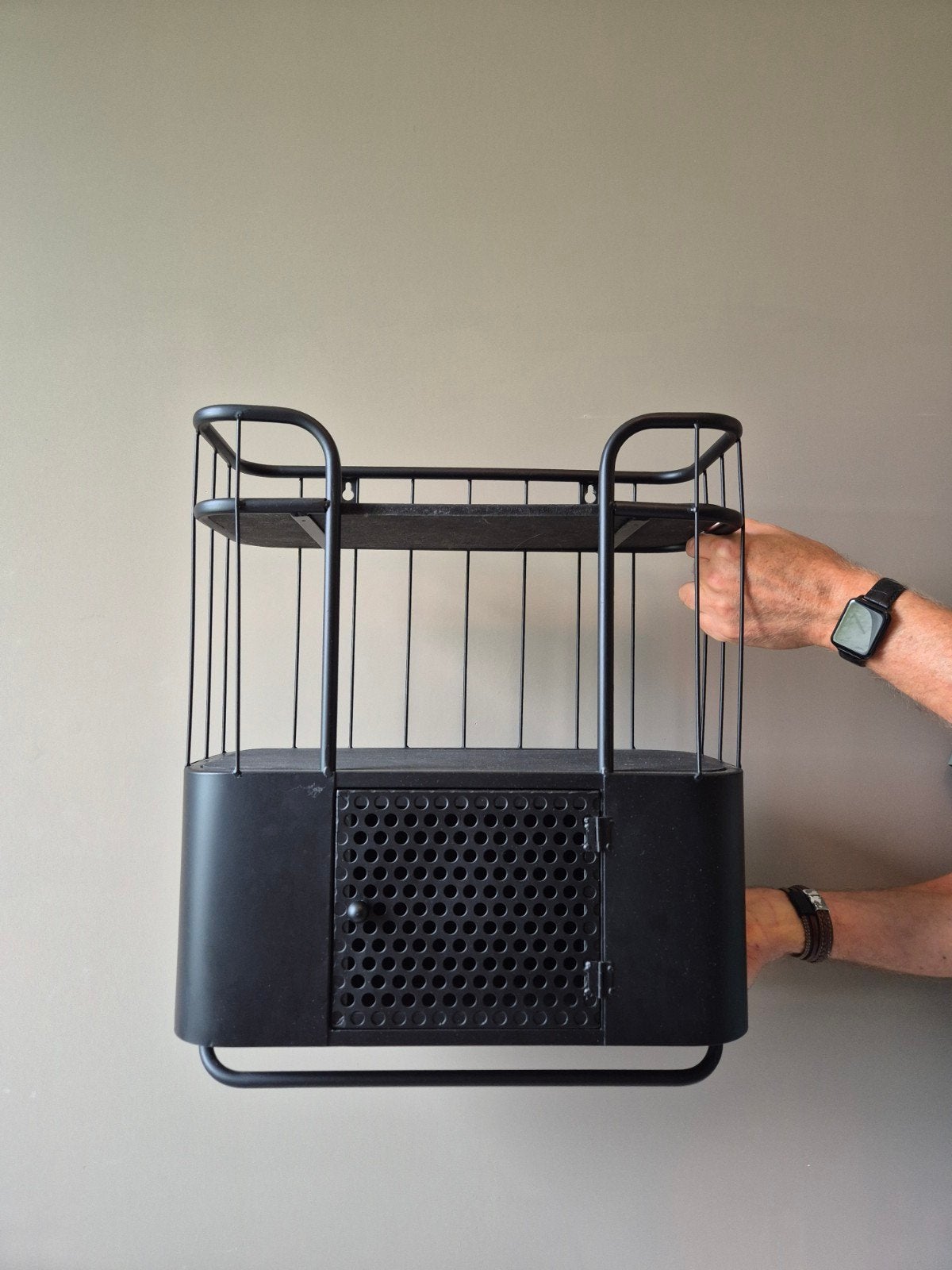 Set van 2 zwarte metalen wandkastjes, Huis en Inrichting, Ophalen of Verzenden, Gebruikt