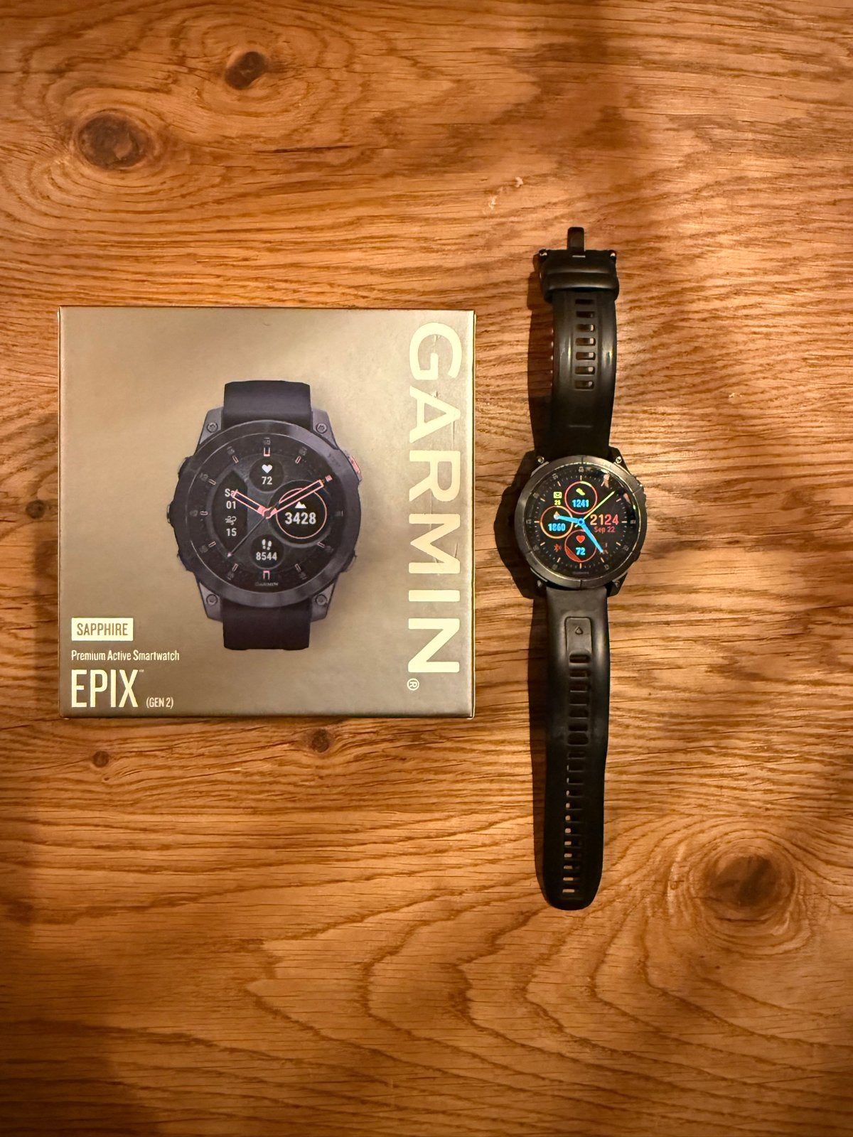 Garmin Epix Gen 2 Sapphire Smartwatch Zwart, Sieraden, Tassen en Uiterlijk, Afstand, Zwart, Ophalen of Verzenden, Zo goed als nieuw