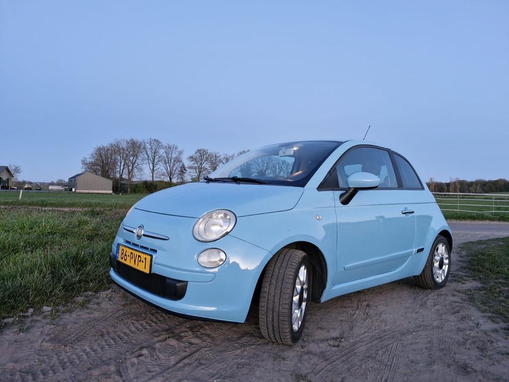 Fiat 500 1.2 69pk 2011 Blauw | Airco | Bluetooth | Leder+APK, 4 cilinders, 840 kg, Leder en Stof, Origineel Nederlands