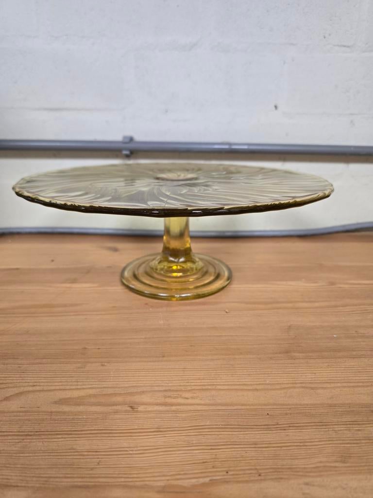 Vintage Taartplateau - Prachtige Amberkleur, Ophalen of Verzenden