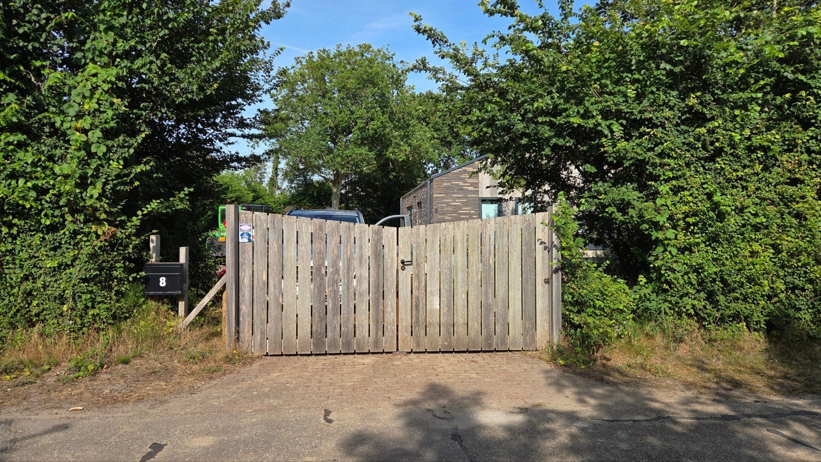 Hardhouten dubbele tuinpoort / openslaande poort incl. palen, Ophalen, Gebruikt, IJzer, Tuinhek