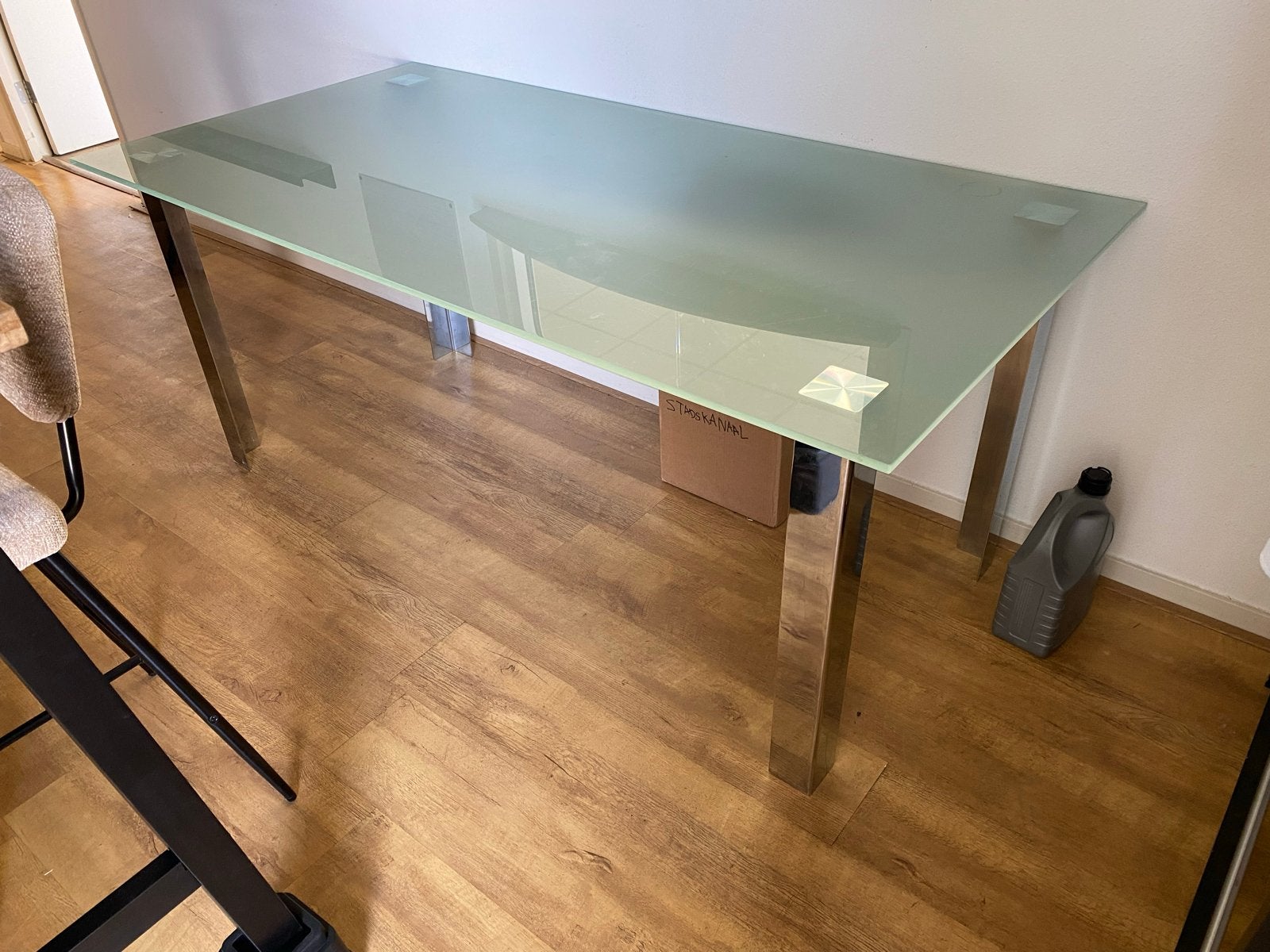 Glazen Tafel - Bureau Keukentafel (90x 180 lang x 75cm hoog), Ophalen, Gebruikt, 50 tot 100 cm, Glas