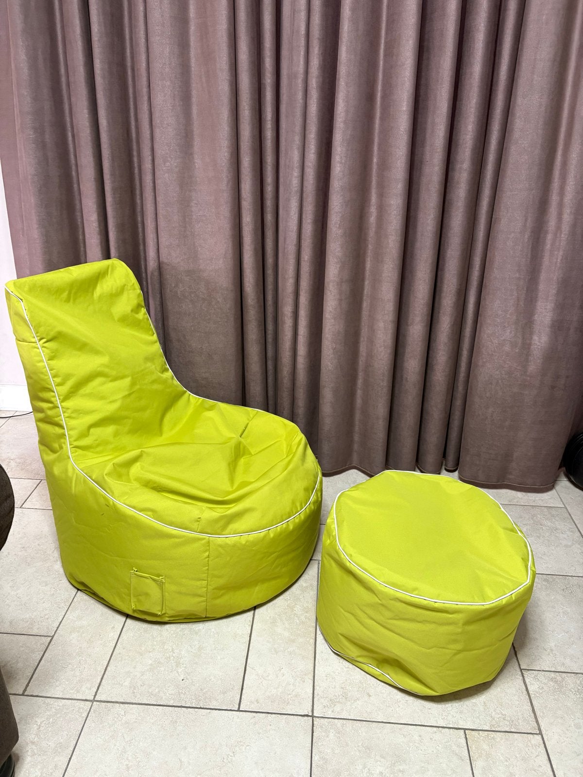 Zitzak en poef lime groen - Sitting Point Scuba, Ophalen, Gebruikt, Groen, Zitzak