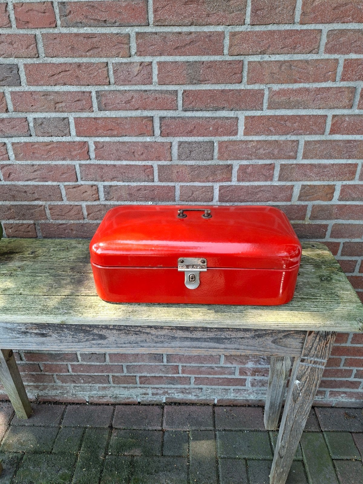 emaille rode broodtrommel, Antiek en Kunst, Ophalen of Verzenden