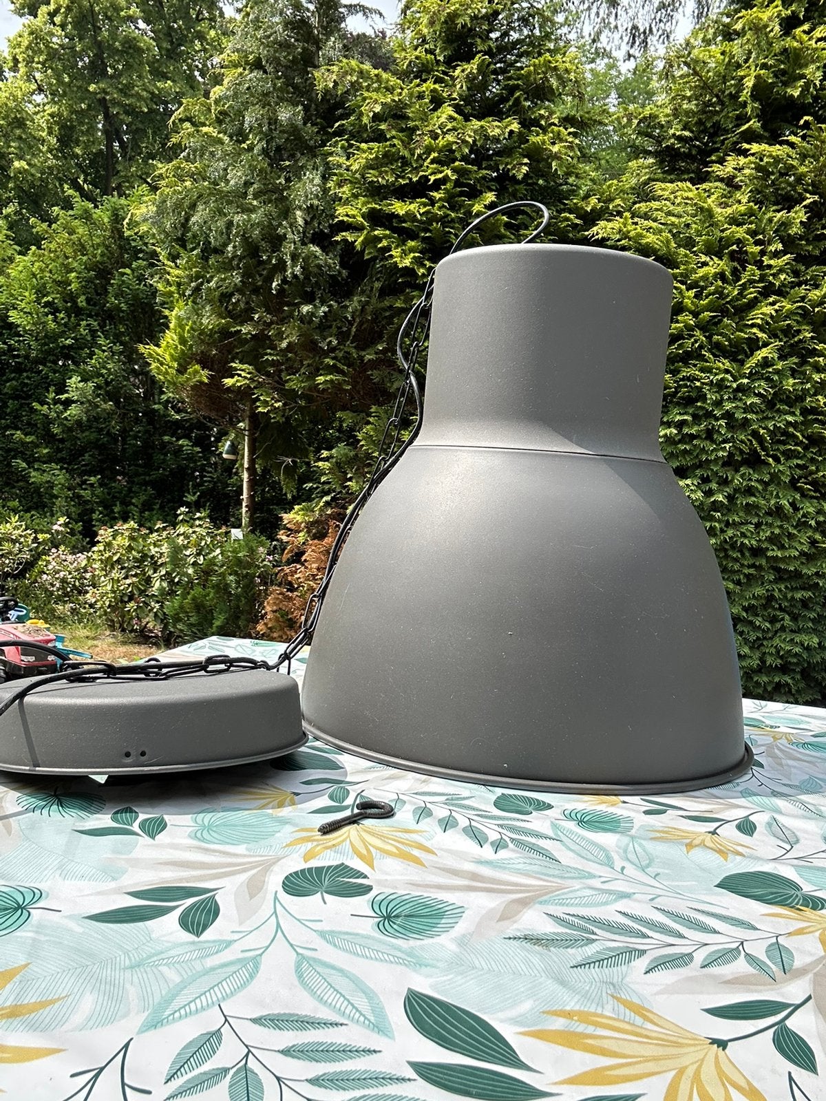 Grote grijze hanglamp, Huis en Inrichting, Lampen | Hanglampen, Ophalen, Gebruikt
