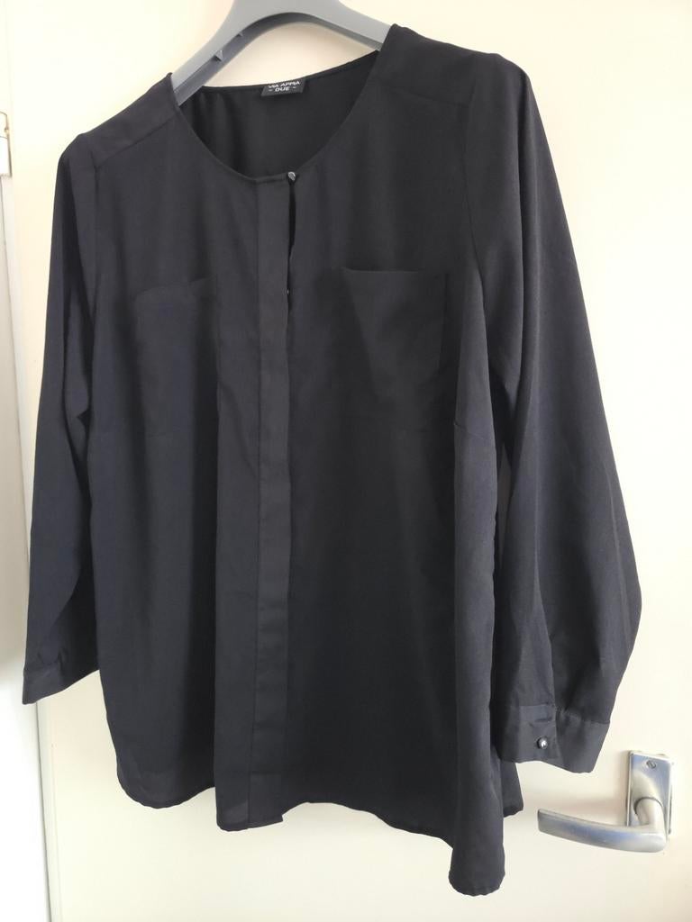 Zwarte blouse Via Appia Due maat 52, Ophalen of Verzenden, Zo goed als nieuw, Maat 46/48 (XL) of groter, Zwart