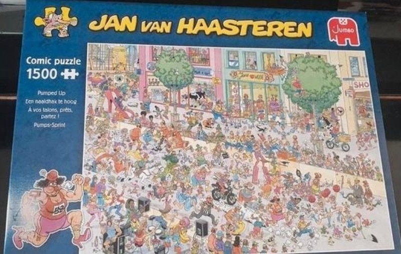 Dit is een Jan van Haasteren puzzel met 1500 stukjes. De puz, Ophalen, 500 t/m 1500 stukjes, Zo goed als nieuw, Legpuzzel