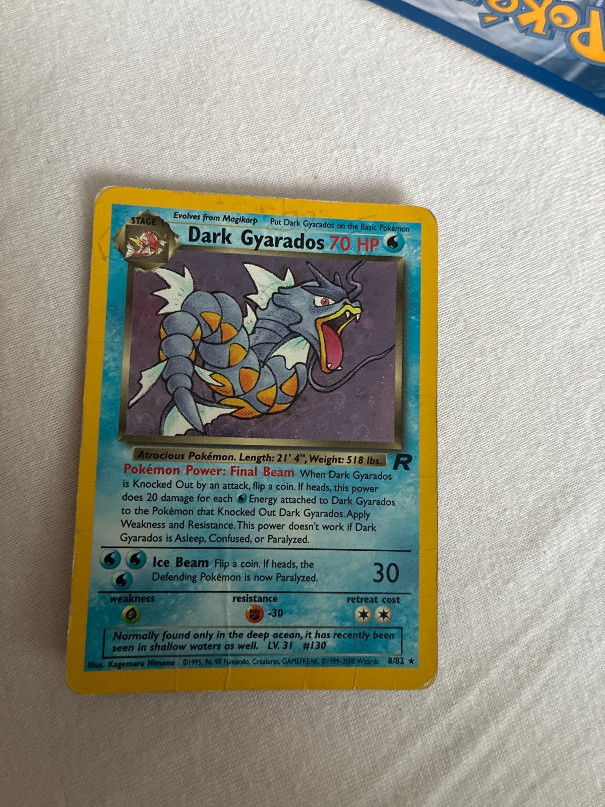 Dark Gyarados 8/82 Holo Rare Team Rocket Pokémon Kaart, Ophalen, Gebruikt, Losse kaart, Foil