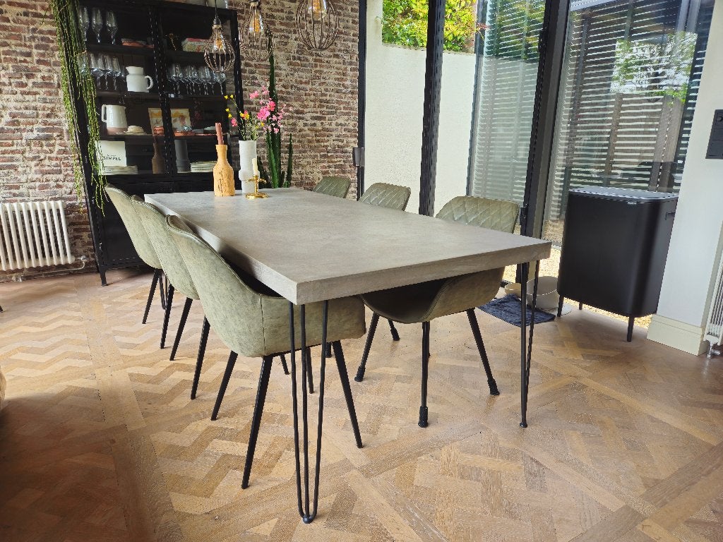 Industriële beton ciré tafel 220 x 100 cm, Overige materialen, 100 tot 150 cm, 200 cm of meer, Ophalen of Verzenden