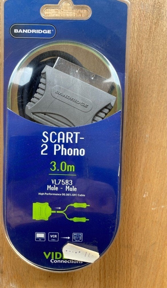 Bandridge SCART naar 2 Phono kabel, 3.0m, Audio, Tv en Foto, Audiokabels en Televisiekabels, Ophalen of Verzenden, Nieuw, 2 tot 5 meter