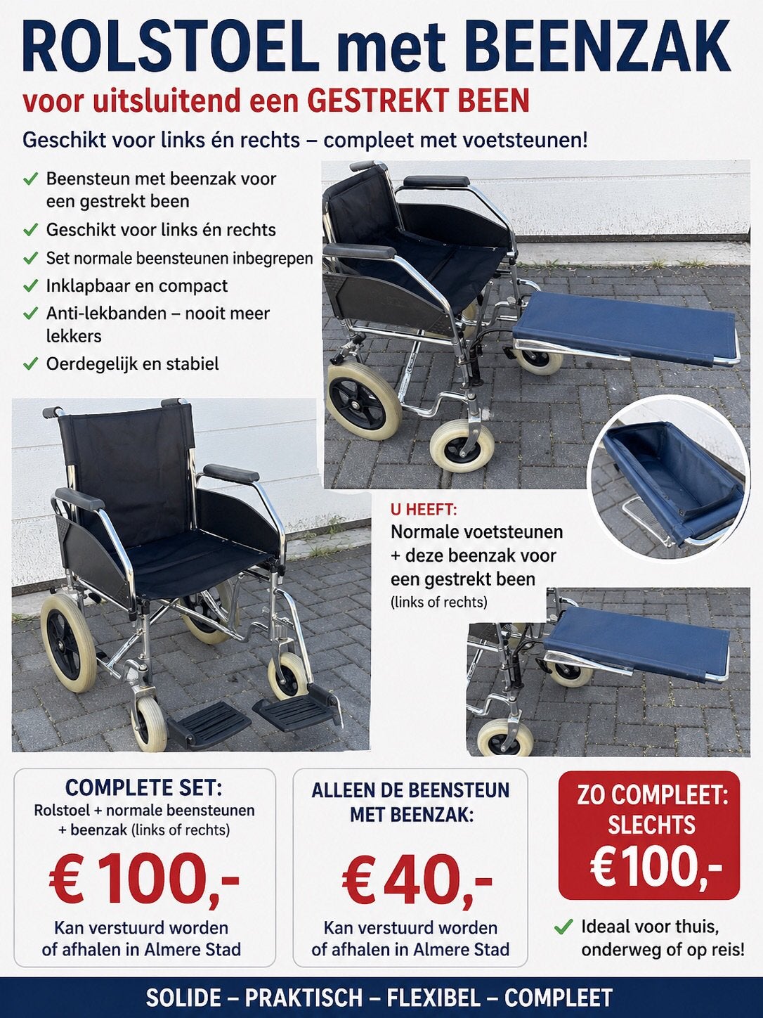Rolstoel met beenondersteuning ,zowel  links als rechts., Gebruikt, Meer info ☎️0️⃣6️⃣➖2️⃣0️⃣9️⃣0️⃣1️⃣0️⃣4️⃣0️⃣, Duwrolstoel, Nederland