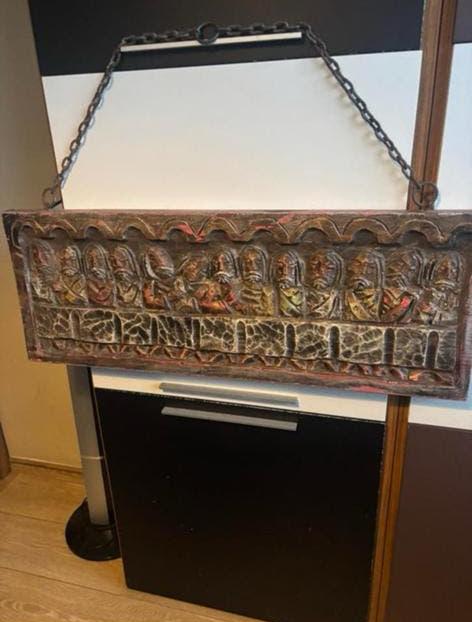 Laatste avondmaal houtsnijwerk vintage, Antiek en Kunst, Ophalen, Hout, Wanddecoratie, Religie