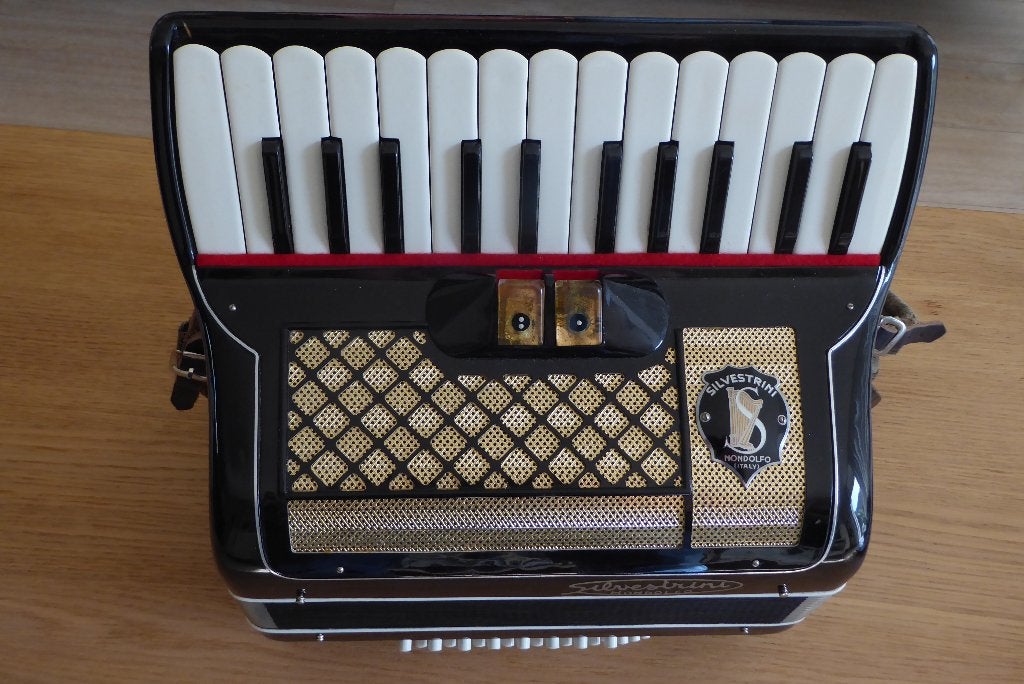 Silvestrini klavier-accordeon - 32 bassen, Muziek en Instrumenten, Gebruikt, 32-bas, Met koffer, Toetsaccordeon