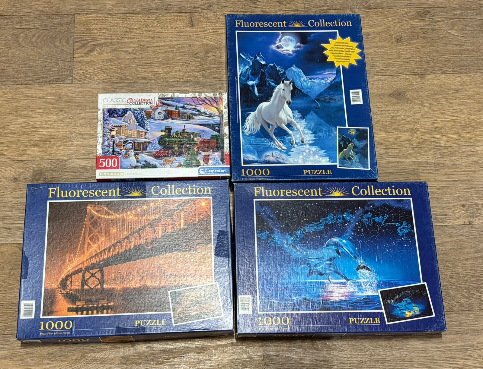 Clementoni puzzels 500/1000 stukjes (4 stuks), Ophalen of Verzenden, 500 t/m 1500 stukjes, Gebruikt, Legpuzzel