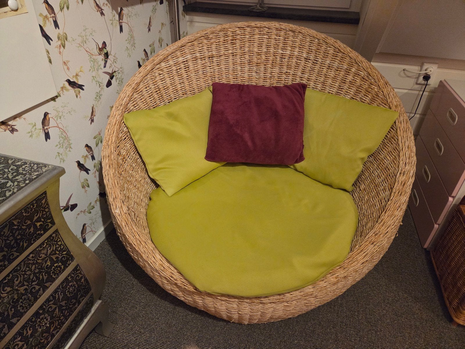 Twee mooie grote ronde relax stoelen, Tuin en Terras, Tuinstoelen, Ophalen of Verzenden, Gebruikt