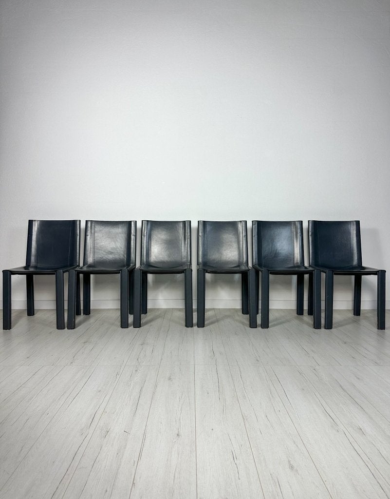 Carlo Bartoli Matteo Grassi eetkamerstoelen Italiaans 80s, Vintage, Leer, Ophalen of Verzenden, Zo goed als nieuw