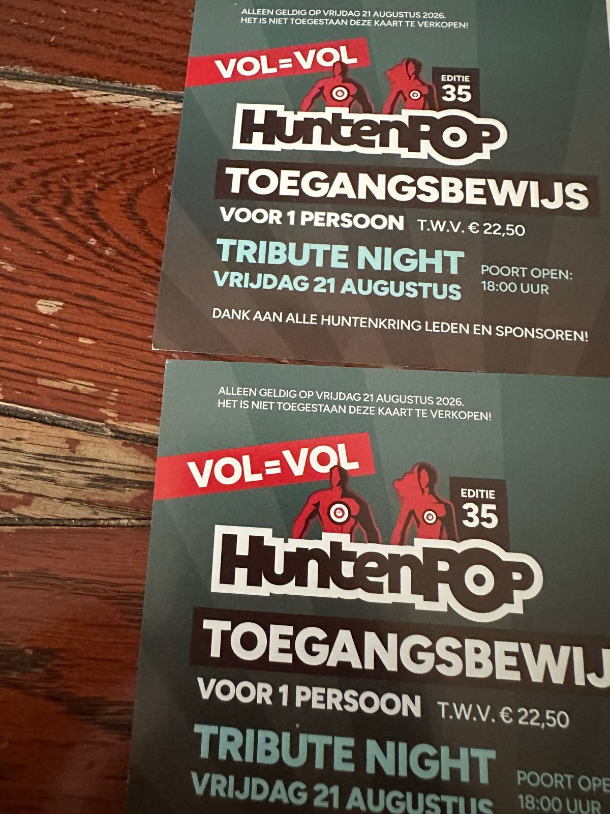 2 kaarten voor vrijdagavond Huntenpop, Twee personen