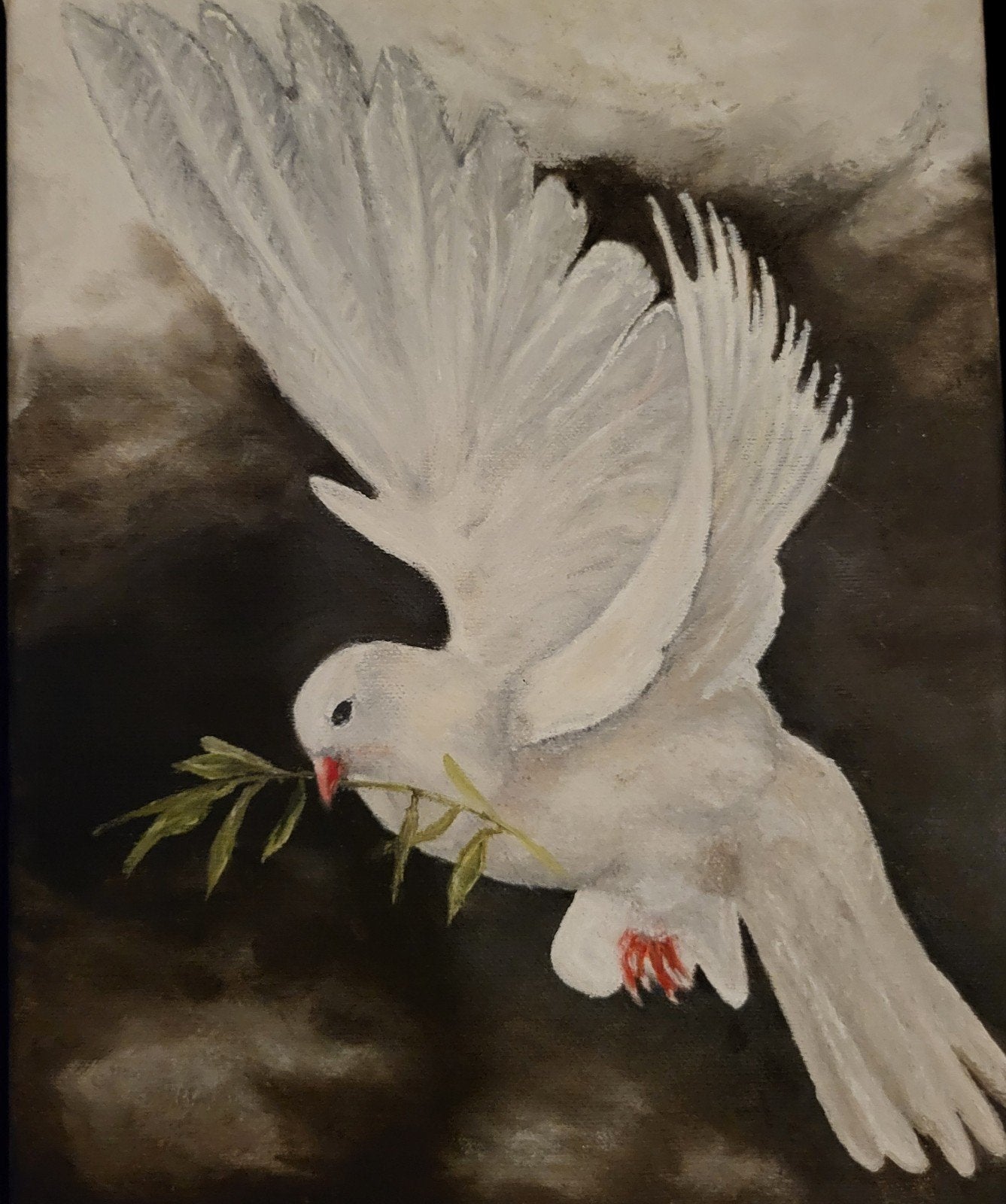 schilderij vredesduif, Ophalen of Verzenden, Nieuw, Minder dan 50 cm, Schilderij