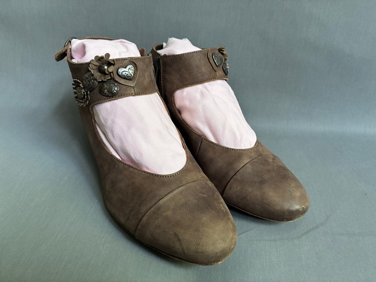 Think! Ballerina's met bandje en decoratie, maat 43, Ophalen of Verzenden, Gedragen, Bruin, Ballerina's