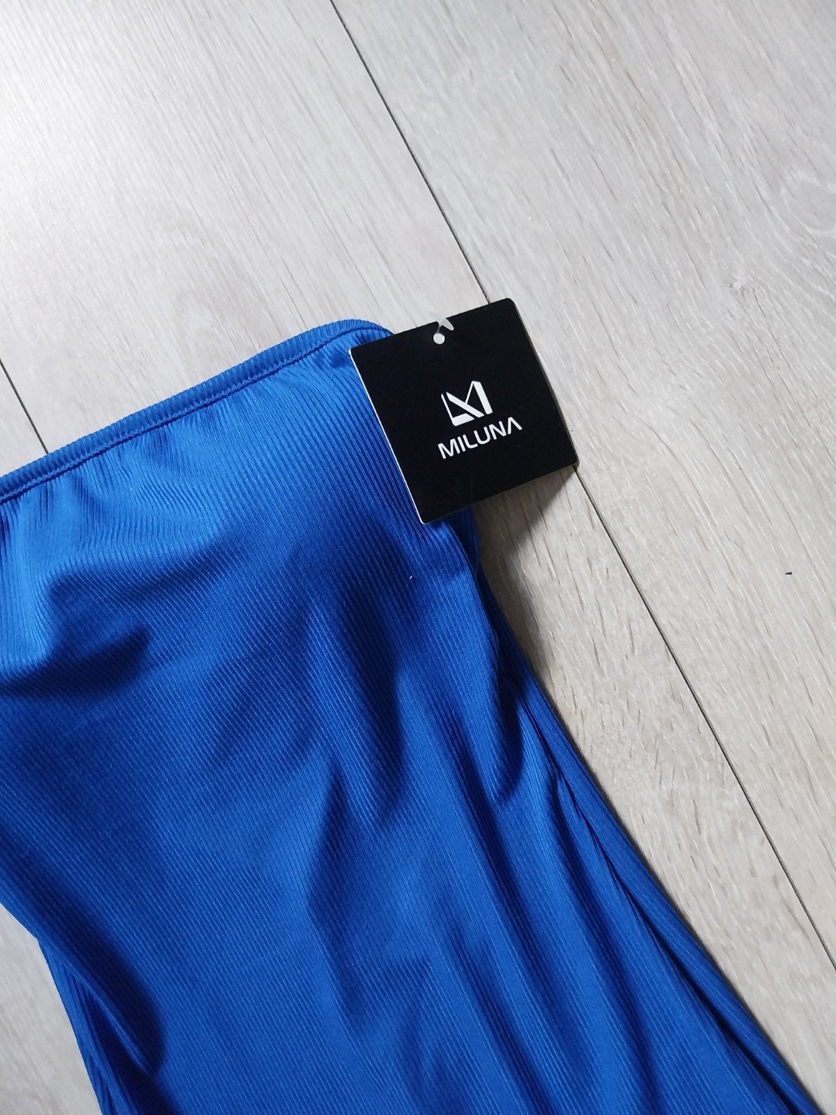 strapless jurk kobalt blauw one size, Verzenden, Nieuw, Blauw, Onder de knie