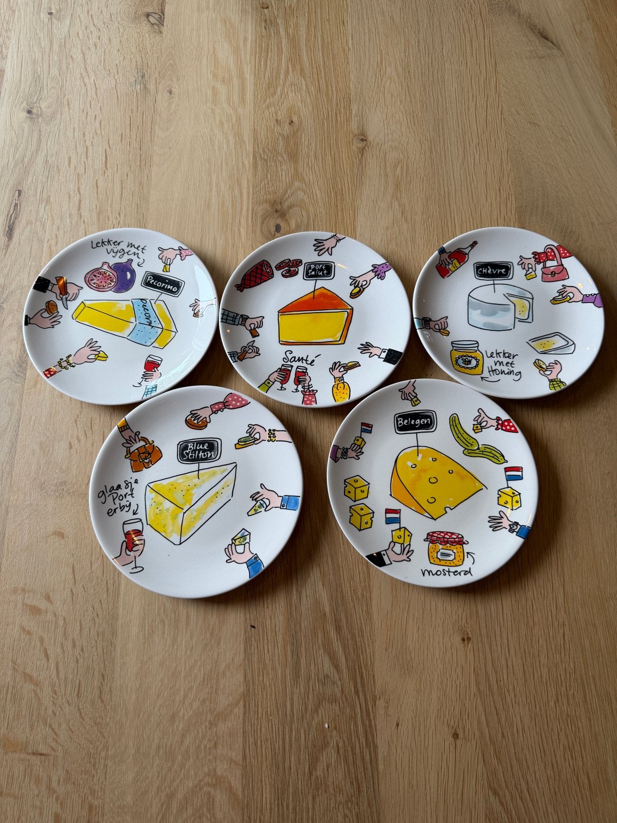 5 Blond Amsterdam kaasbroodjes bordjes, Ophalen, Keramiek, Zo goed als nieuw, Bord(en)