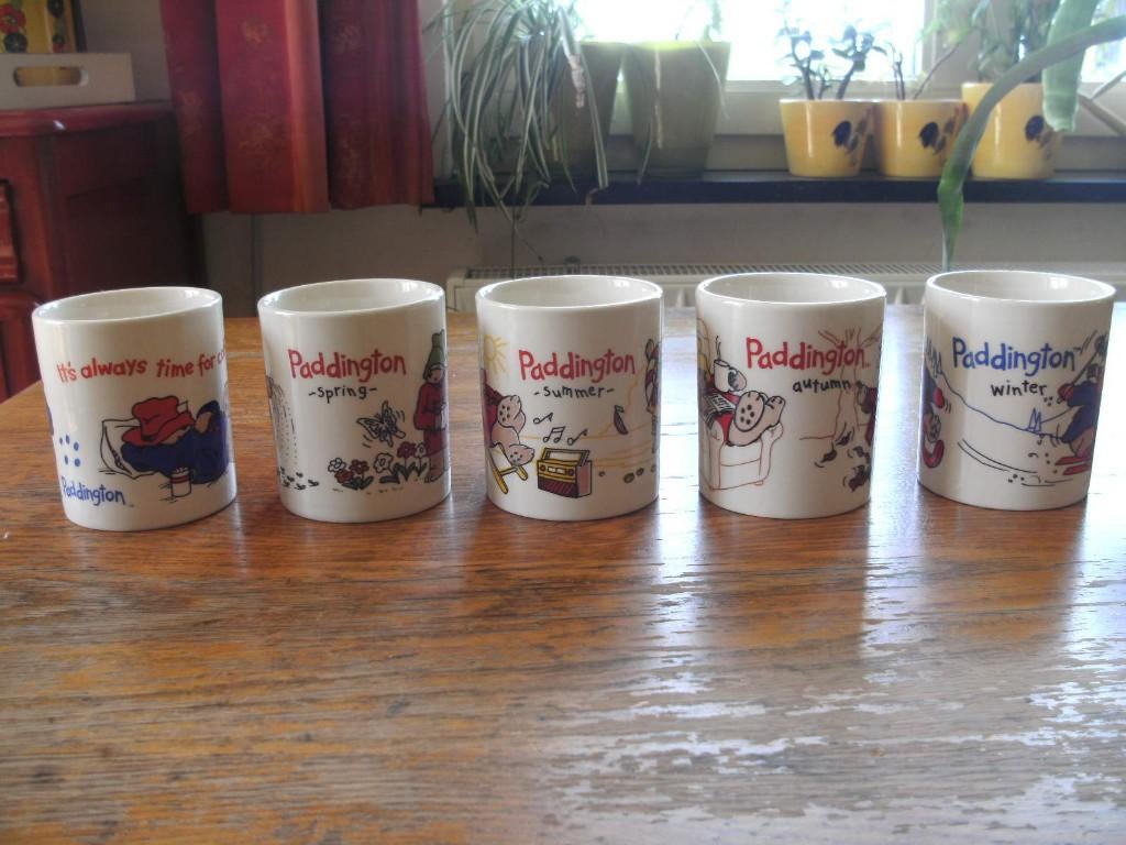 6 Paddingtonmokken. Te koop geweest bij Douwe Egberts winkel, Overige typen, Ophalen of Verzenden, Zo goed als nieuw, Overige stijlen