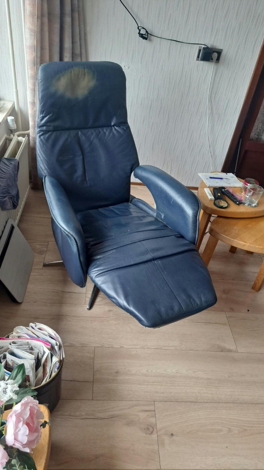 Gratis op te halen relaxstoel, Ophalen, Gebruikt, Blauw, Leer
