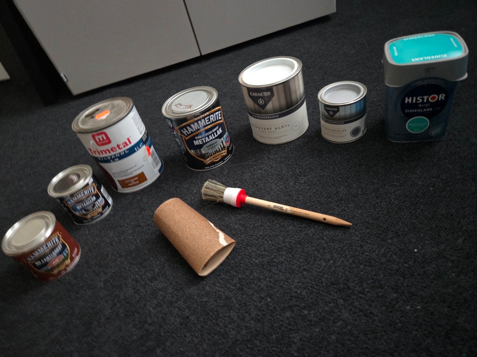 Complete partij verf, beits en lak + gereedschap, Ophalen, Nieuw