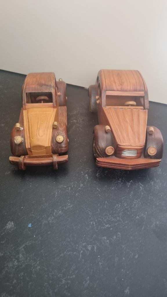 Set van 2 houten decoratieve oldtimer auto's, Ophalen of Verzenden, Gebruikt, Auto, Overige merken