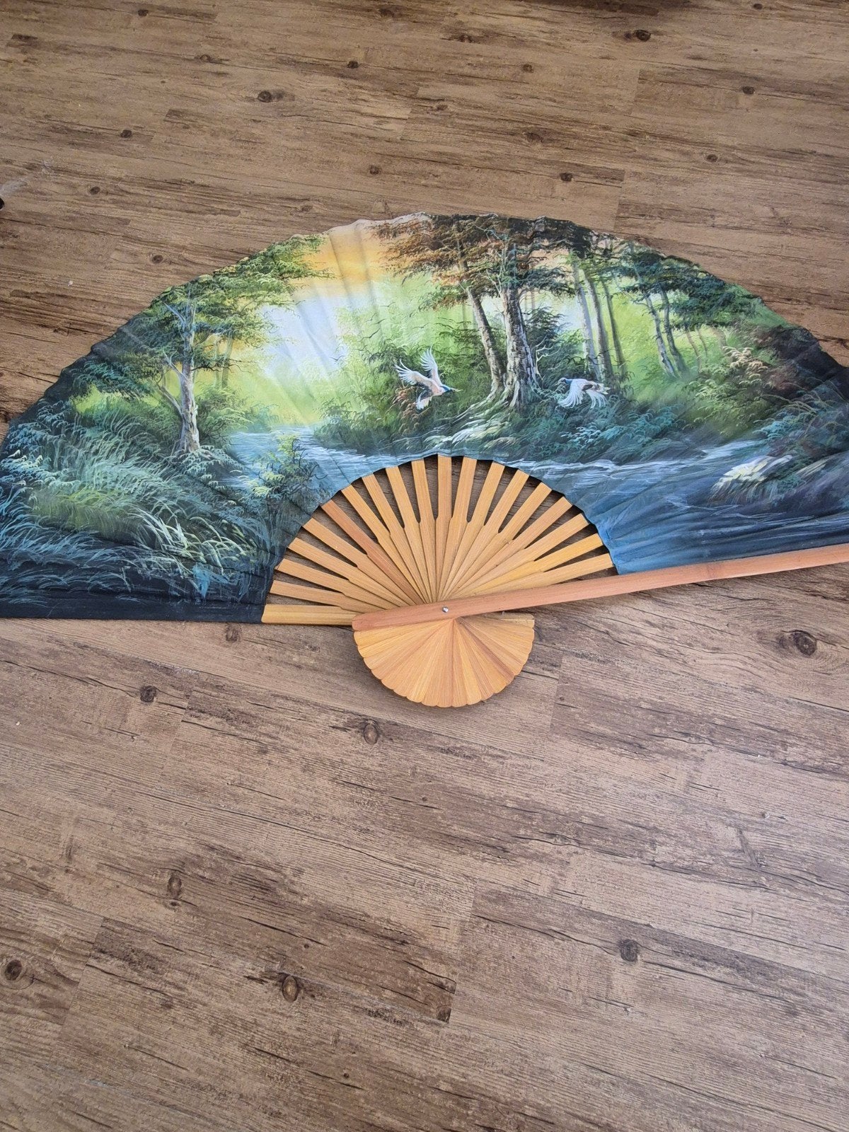 Grote waaier voor aan de muur - 150x88 cm, Huis en Inrichting, Ophalen, Hout, Gebruikt, Meerkleurig