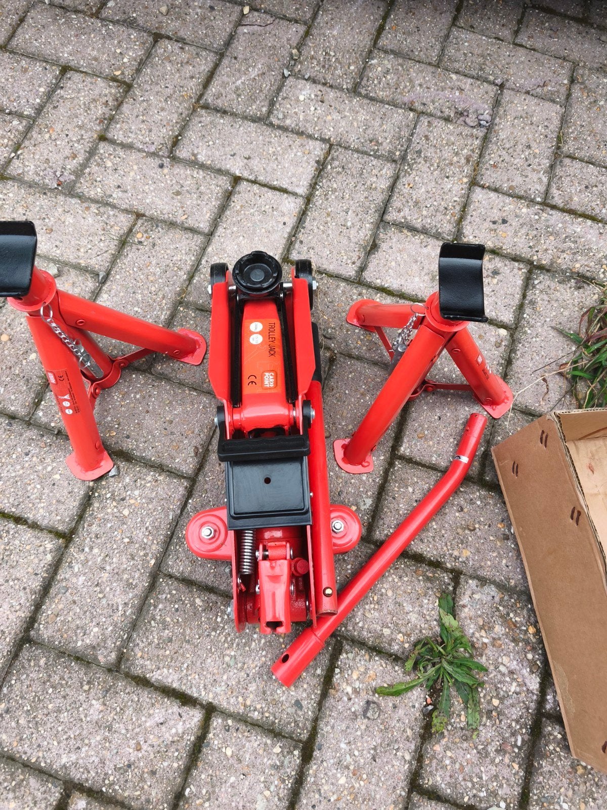Carpoint Garagekrik 2000kg met assteunen, Ophalen of Verzenden, Zo goed als nieuw, Hydraulisch, Garagekrik