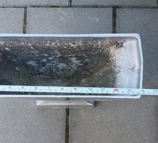 plantenbak met voet en alumin. 35diam 32hoog, Tuin en Terras, Ophalen of Verzenden, Rond, Hout