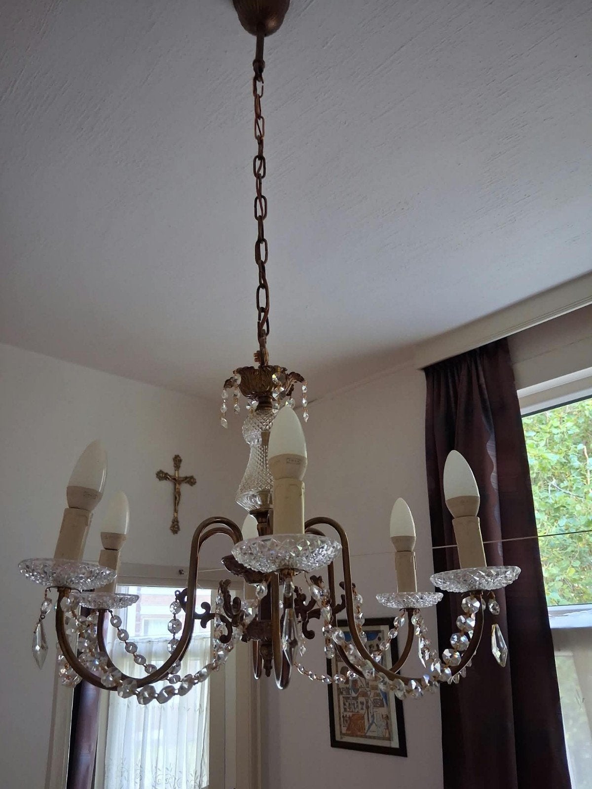 Set van 3 elegante kroonluchters met kristallen decoratie, Antiek en Kunst, Ophalen