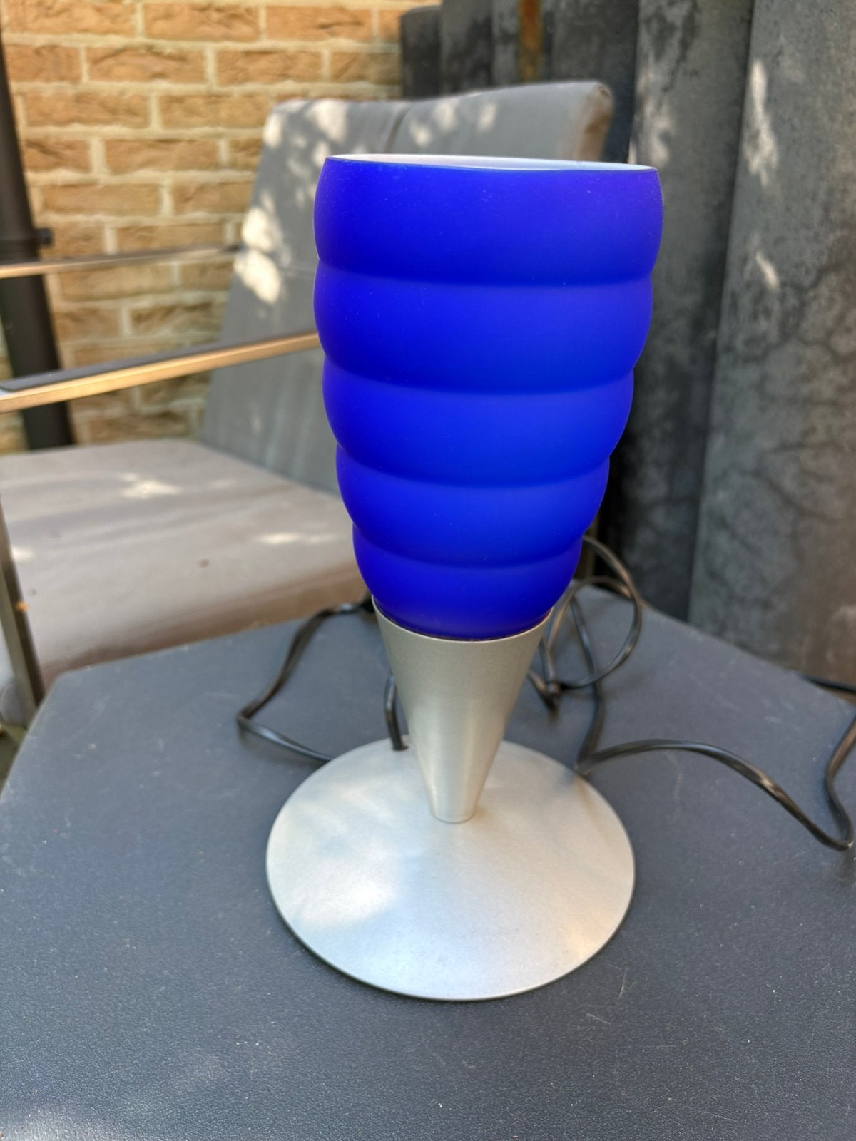 Massive retro glazen designlampje, Huis en Inrichting, Lampen | Tafellampen, Ophalen of Verzenden, Zo goed als nieuw