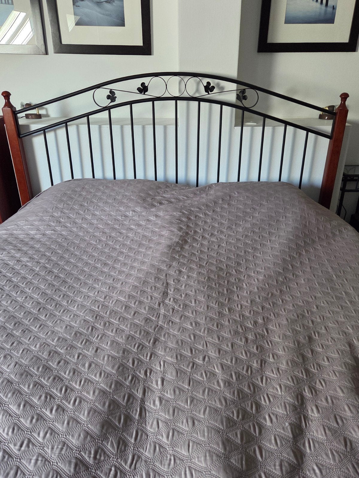 Tweepersoonsbed 180x200 cm met bodems en nachtkastjes, Ophalen, Gebruikt, Zwart, Tweepersoons