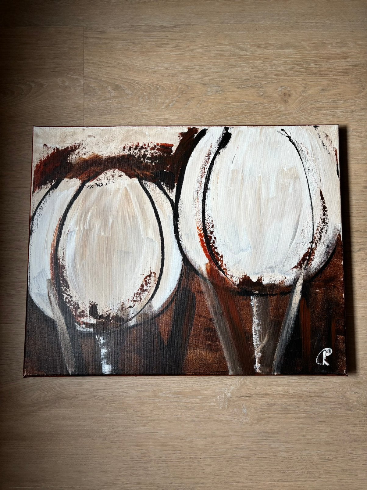 Te koop schilderij Velvety tulips van CM Leushuis, Ophalen