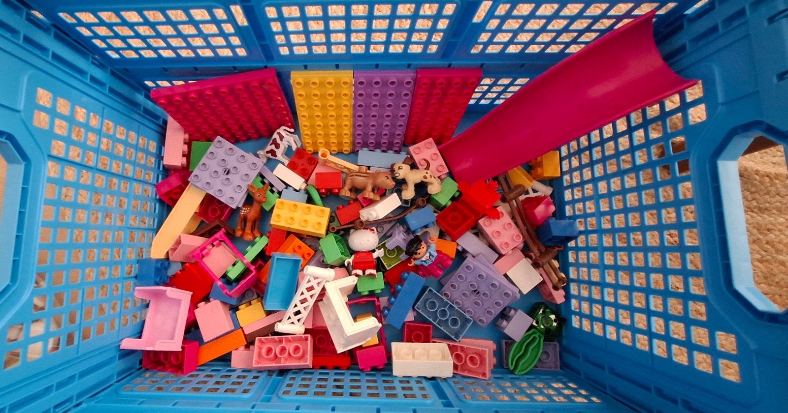 Grote verzameling Duplo Lego met poppetjes en diertjes, Ophalen, Inclusief minifiguren, Gebruikt, Duplo